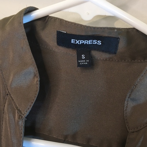 2/$20 Express Silky Brown Military Blouse - Picture 2 of 10